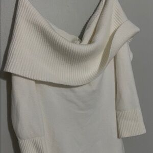 Hollister Off-Shoulder Cream Sweater Dress